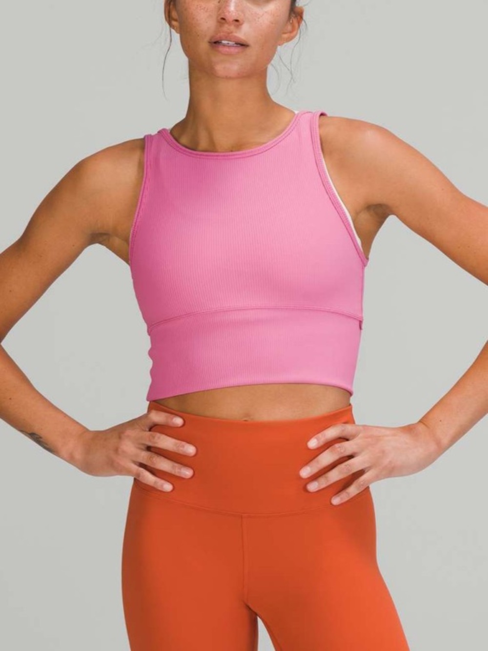 Lululemon Power Pivot Ribbed Tank Top Pink Blossom
